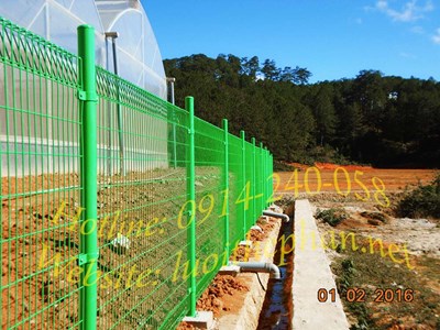 Hàng rào lưới bẻ hai đầu sơn tĩnh điện